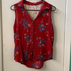 Red floral top